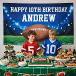 Football Sports Happy Birthday Banner<br><div class="desc">Are you ready for some football? Hang this football stadium themed birthday banner at your party! Easily edit with your child's name and birthday number. This design features an illustration of a football stadium and a football.</div>