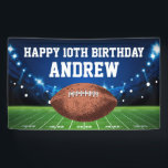Football Sports Happy Birthday Banner<br><div class="desc">Are you ready for some football? Hang this football stadium themed birthday banner at your party! Easily edit with your child's name and birthday number. This design features an illustration of a football stadium and a football.</div>