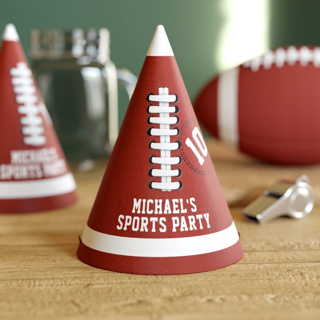 Football Sports Party Name and Age Kids Birthday Hat (Hup! Just add your name and number to this football sports party hat)