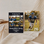 Football Sports Photo Graduation Invitation<br><div class="desc">Celebrate your MVP's big win with this "Football Theme" graduation party invitation. Featuring a bold 4-photo collage layout perfect for showcasing action shots from the field. The athletic navy blue design and varsity-style typography capture the spirit of a high school or college athlete's milestone. Easily personalize all text to invite...</div>