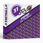 Football Sports Purple Pattern Name | Team| Number 3 Ring Binder