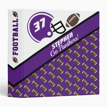 Football Sports Purple Pattern Name | Team| Number 3 Ring Binder by tjssportsmania at Zazzle