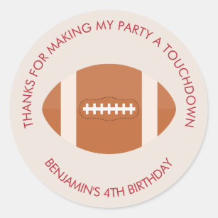 Football Sports Theme Birthday Classic Round Sticker