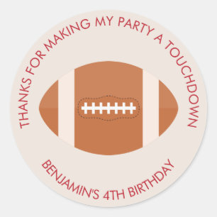 Football Sports Theme Birthday Classic Round Sticker
