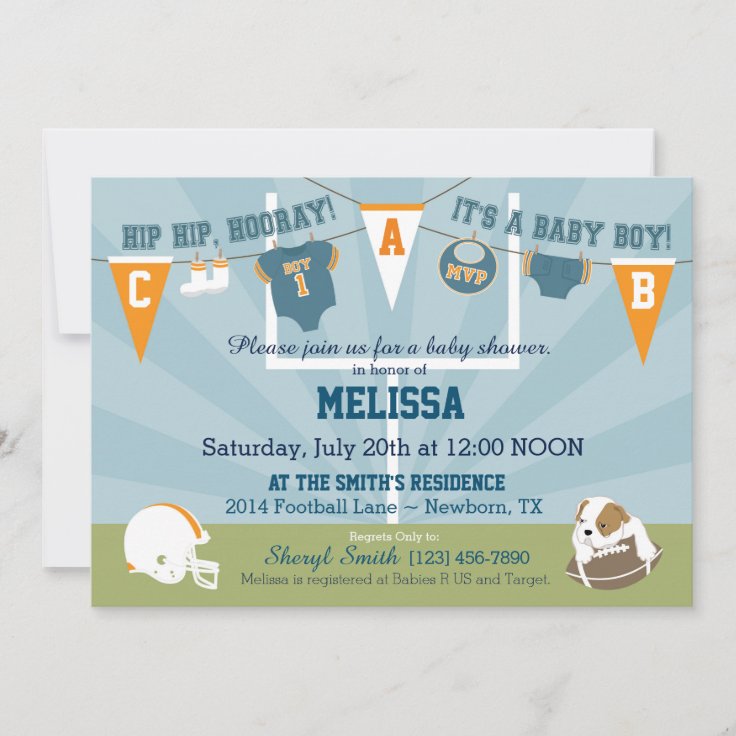 Football Sports Themed Baby Shower Invitation Zazzle