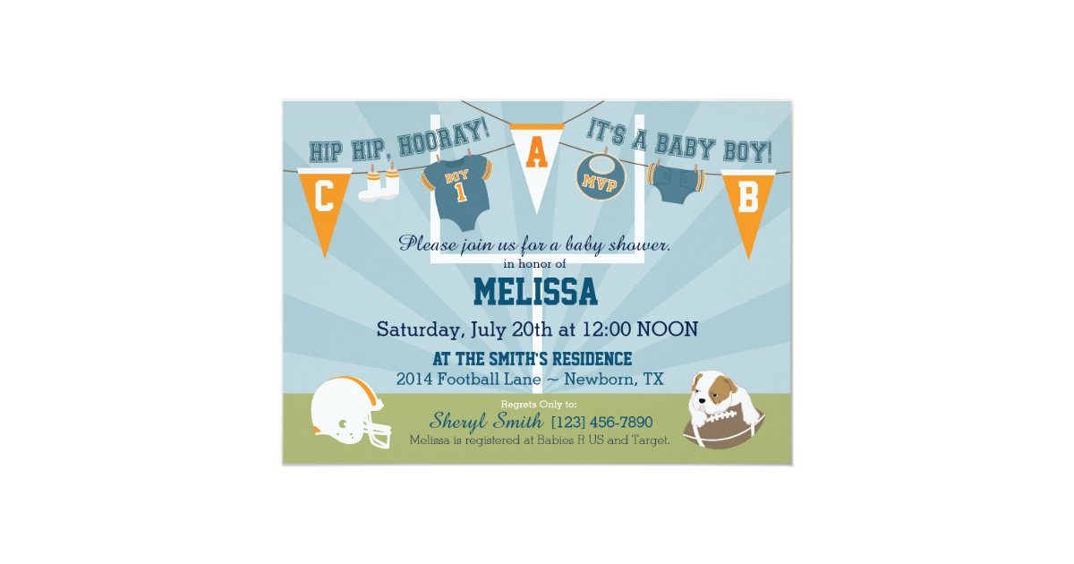 Football Sports Themed Baby Shower Invitation Zazzle Com