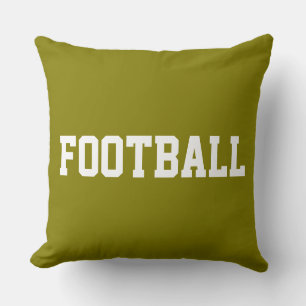 FOOTBALL Sporty Athletic 70s Text On Golden Olive Throw Pillow