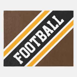 FOOTBALL Sporty Brown Black Orange Racing Stripes Outdoor Rug