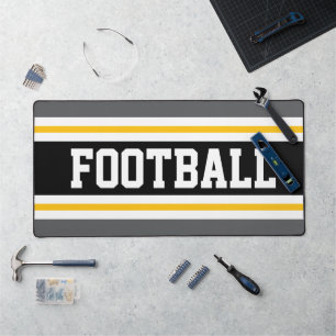 FOOTBALL Sporty Gray Black Orange Racing Stripes  Desk Mat