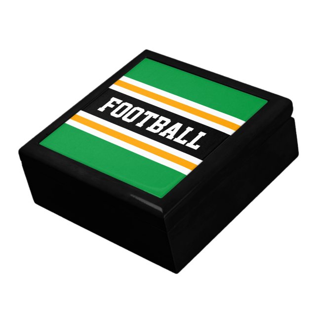 FOOTBALL Sporty Green Orange Black Racing Stripes Gift Box (Side)
