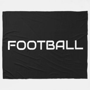 FOOTBALL Sporty Modern Text On Bold Black Fleece Blanket