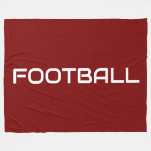 FOOTBALL Sporty Modern Text On Vintage Red Fleece Blanket