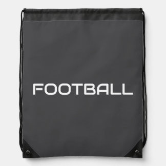 FOOTBALL Sporty Modern White Text On Deep Gray Drawstring Bag