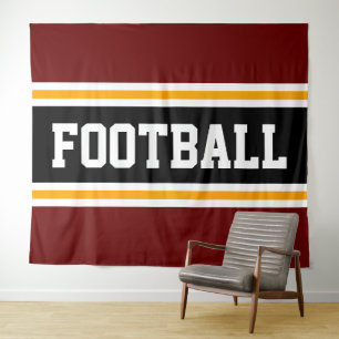 FOOTBALL Sporty Red Black Orange Racing Stripes Tapestry