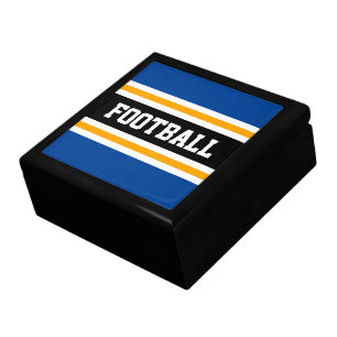 FOOTBALL Sporty Royal Blue Orange Racing Stripes Gift Box