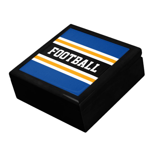 FOOTBALL Sporty Royal Blue Orange Racing Stripes Gift Box (Side)