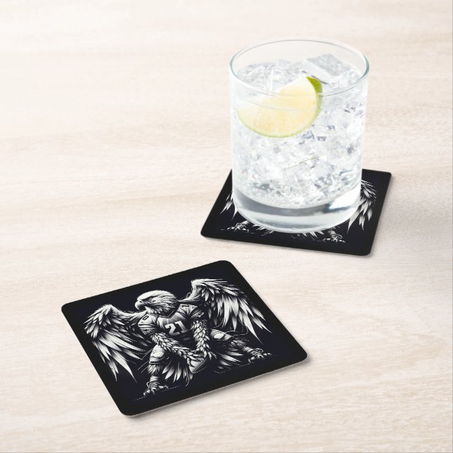 Football Square Paper Coaster (Insitu)