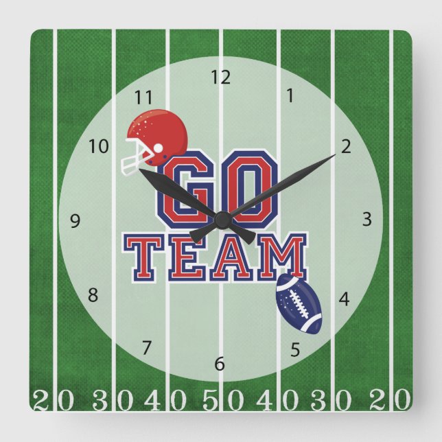 Football Square Wall Clock (Front)