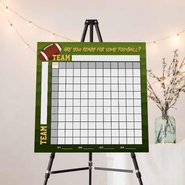 Football Squares Betting Game Foam Board (In Situ (Stand))