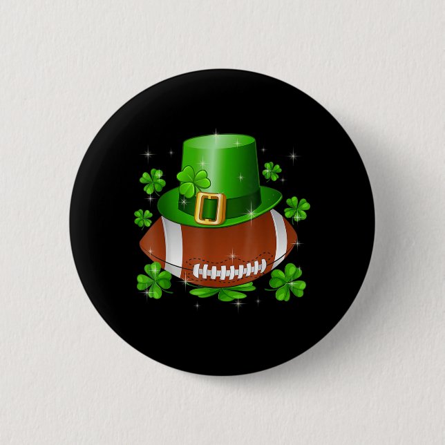 Football St Patricks Day Leprechaun Shamrock Boys  Button (Front)