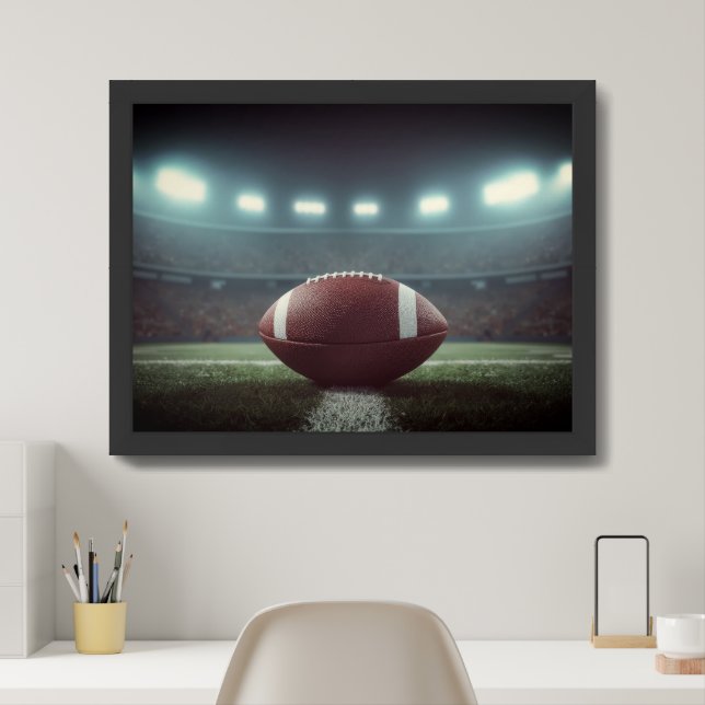 Football Stadium Blue Dramatic Photo Framed Art (Home Office)