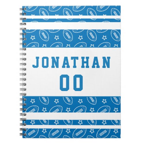 Football Star Athletes Name Ball Pattern Striped Notebook