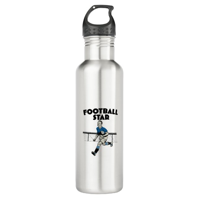 Football Star Stainless Steel Water Bottle (Front)