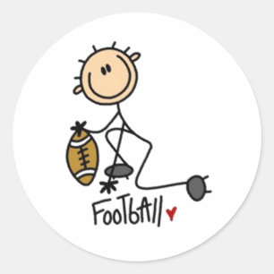 Football Stick Figure Classic Round Sticker