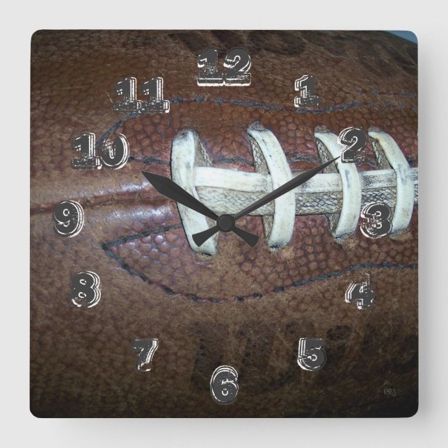 Football Stitches Square Wall Clock (Front)
