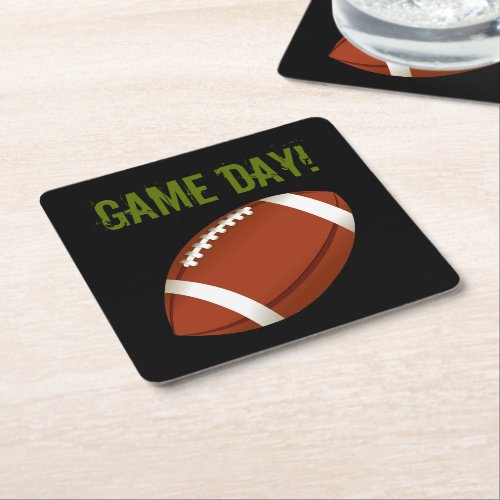 Football Super Fan Sports Game Day Square Paper Coaster