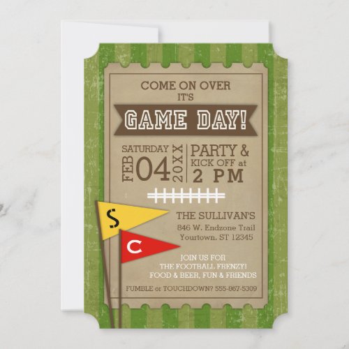 Football  Super Game Day Customizable Team Flags Invitation