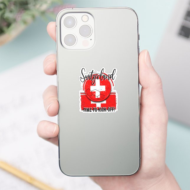 Football Switzerland Flag, Swiss European Soccer Sticker (Phone)