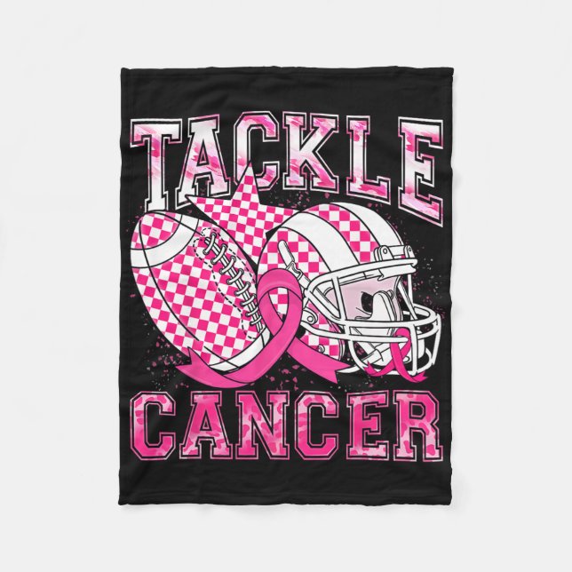 Football Tackle Breast Cancer Pink Breast Cancer A Fleece Blanket (Front)