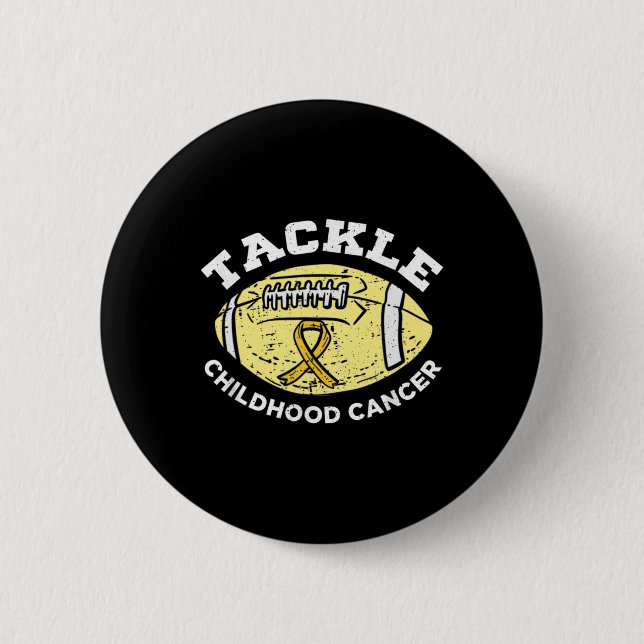 Football Tackle Childhood Cancer Awareness Wear Go Button (Front)