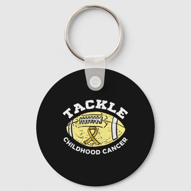 Football Tackle Childhood Cancer Awareness Wear Go Keychain (Front)