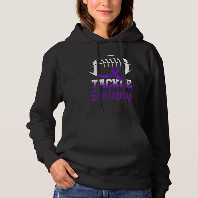 Football Tackle Epilepsy Retro Awareness Purple Ri Hoodie (Front)