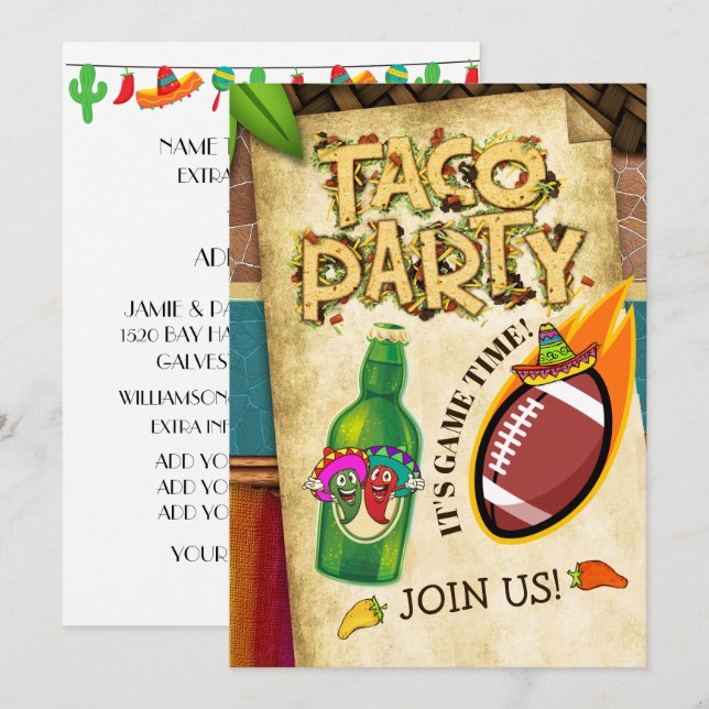 Football Taco Party Invitation (Front/Back)