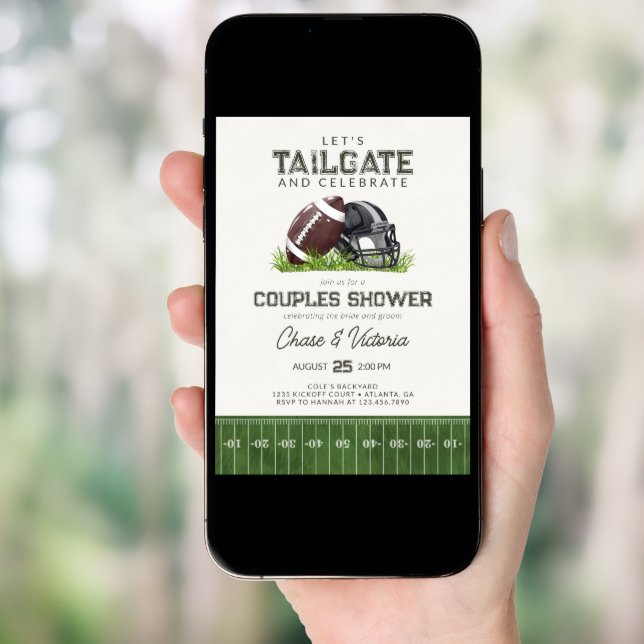 Football Tailgate and Celebrate Couples Shower Invitation (Front Digital)