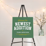 Football tailgate baby shower cute welcome foam board<br><div class="desc">Kickoff to parenthood! Throw a tailgate themed baby shower with this original personalized baby shower welcome sign. Part of a collection by Lea Delaveris Design, this sports themed sign features yellow and white type with an athletic feel on a turf-inspired background. Sports fans will love this gender neutral design and...</div>