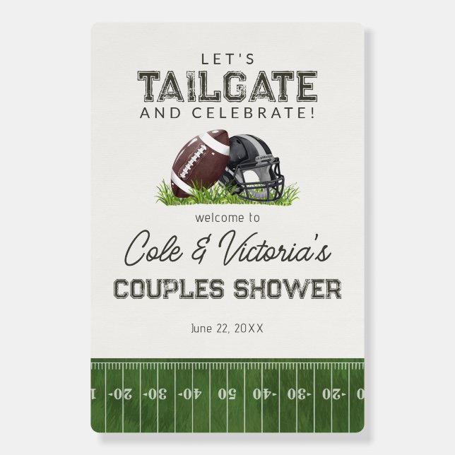 Football Tailgate & Celebrate Couples Show Welcome Foam Board (Front)