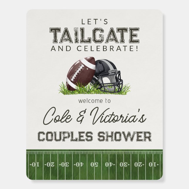 Football Tailgate & Celebrate Couples Show Welcome Foam Board (Front)