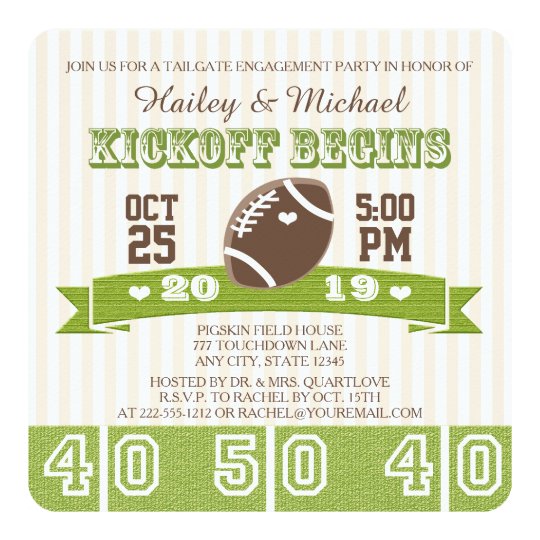 Football Tailgate Engagement Party Invitation Zazzle Com