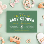 Football tailgate fun yellow baby shower invitation<br><div class="desc">Kickoff to parenthood! Throw a tailgate themed baby shower with this fun original baby shower invitation design. Part of a collection by Lea Delaveris Design, this sports themed invite features yellow and white type with an athletic feel on a turf-inspired background. Sports fans will love this gender neutral design and...</div>