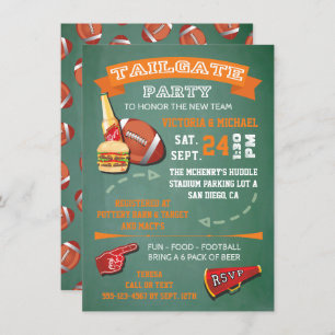Football Tailgate Party green chalkboard Invite
