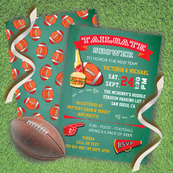 Football Tailgate Party Green Chalkboard Invite by McBooboo at Zazzle