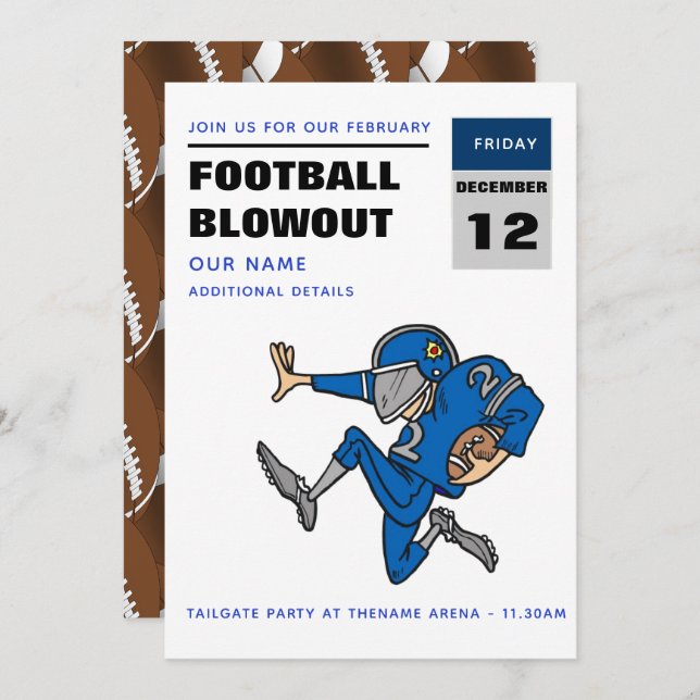 FOOTBALL Tailgate Party Invitations - Customized (Front/Back)