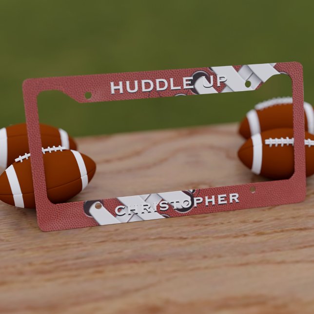 Football Tailgate Personalized License Plate Frame (Huddle up! Perfect license plate frame for your Football Dad (or mom - or you) for tailgating!)