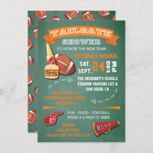 Football Tailgate Shower green chalkboard Invite