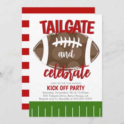 Football Tailgating ANY COLOR COMBO Invitation