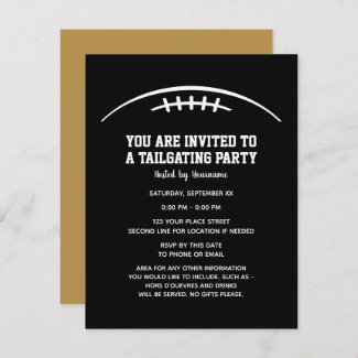 Football Tailgating Party - black gold Invitation
